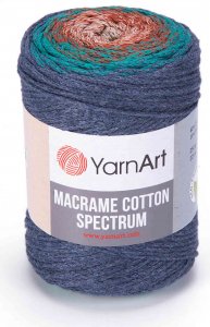 Пряжа YarnArt Macrame cotton spectrum джинсовый-петроль-теракот-лен (1327), 85%хлопок/15%полиэстер, 225м, 250г