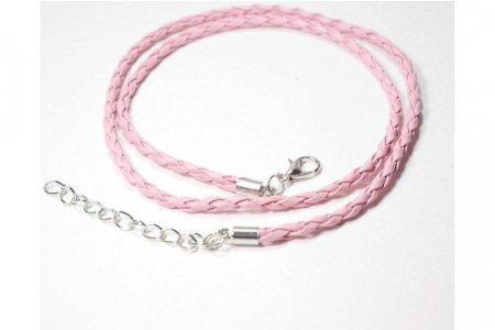 Шнурок плетеный ZLATKA с замком, розовый, 3мм, 45см