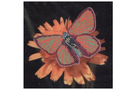 Искусственный шелк с рисунком для бисера ALISENA Бабочка, 17,5*17,5см