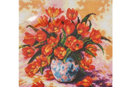 Мозаичная картина стразами АЛМАЗНАЯ ЖИВОПИСЬ Тюльпаны в вазе, 40*50см