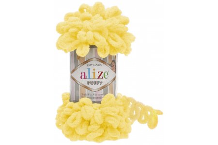 Пряжа Alize Puffy желтый (216), 100%микрополиэстер, 9м, 100г
