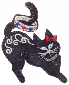 Термонаклейка кошка с бантиком, 9,4*8,2см