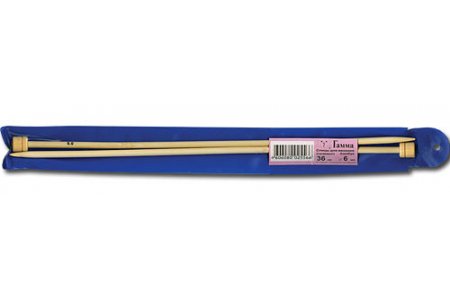 Спицы для вязания прямые GAMMA бамбуковые, d6мм, 35-36см
