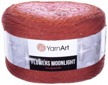 Пряжа YarnArt Flowers Moonlight терракот-розовый-белый (3288), 53%хлопок/43%акрил/4%металлик, 1000м, 260г