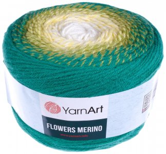 Пряжа Yarnart Flowers Merino зеленый-желтый (538), 25%шерсть/75%акрил, 590м, 225г