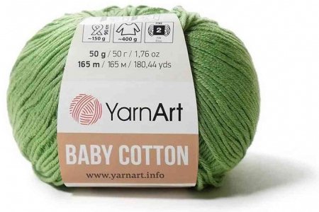 Пряжа YarnArt Baby cotton фисташковый (440), 50%хлопок/50%акрил, 165м, 50г