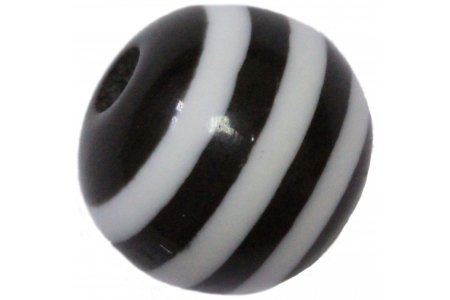 Бусина акриловая ZLATKA круглая, черно-белый (21), 6мм