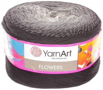 Пряжа YarnArt Flowers черный-серый-белый(253), 55%хлопок/45%акрил, 1000м, 250г
