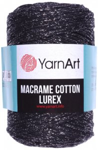 Пряжа YarnArt Macrame cotton lurex чёрный-серебро (723), 75%хлопок/13%полиэстер/12%металлик, 205м, 250г