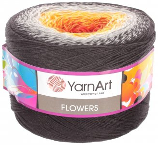 Пряжа YarnArt Flowers черный-св.серый-желтый-оранжев (259), 55%хлопок/45%акрил, 1000м, 250г