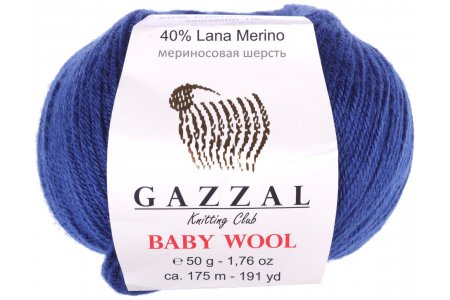 Пряжа Gazzal Baby Wool синий (802), 40%шерсть мериноса/20%кашемирПА/40%акрил, 175м, 50г