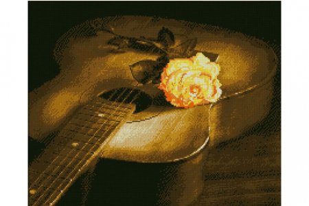 Мозаичная картина стразами АЛМАЗНАЯ ЖИВОПИСЬ Гитара и Роза, 56*47см