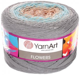 Пряжа YarnArt Flowers светло-серый-голубой-песочный-белый(268), 55%хлопок/45%акрил, 1000м, 250г