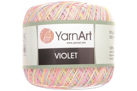 Пряжа YarnArt Violet Melange желто-розово-голубой (3194), 100%мерсеризованный хлопок, 282м, 50г