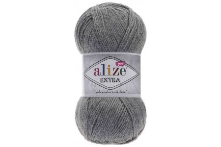 Пряжа Alize Extra серый (21), 100%акрил, 220м, 100г
