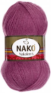 Пряжа Nako Nakolen 5-Fine темно-пыльная роза (569), 49%шерсть/51%акрил, 490м, 100г