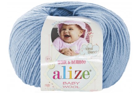 Пряжа Alize Baby Wool светло-голубой (350), 40%шерсть/20%бамбук/40%акрил, 175м, 50г
