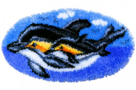 Набор для вышивания ковровой технике PANNA Коврик Дельфины, 68*36см