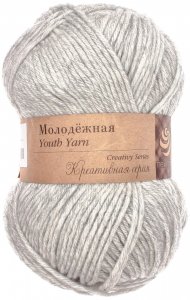 Пряжа Пехорка Youth (Молодёжная) светло-серый меланж (0386), 91%акрил/9%полиамид, 280м, 200г