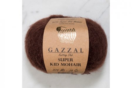 Пряжа Gazzal Super Kid Mohair шоколадный (61257), 31%меринос/47%супер кид мохер/22%полиамид, 237м, 25г