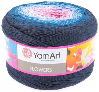 Пряжа YarnArt Flowers темно синий-синий-голубой-розовый-увядшая роза(273), 55%хлопок/45%акрил, 1000м, 250г
