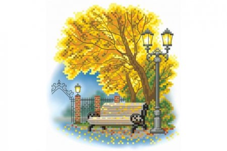 Канва с рисунком для вышивания крестом ИСКУСНИЦА Осенний парк, 21*21см