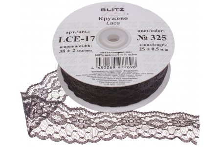 Кружево BLITZ ажурное черный(325), 38мм, 1м