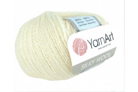 Пряжа Yarnart Silky wool белый (330), 65%шерсть мериноса/35%искусственный шелк, 190м, 25г