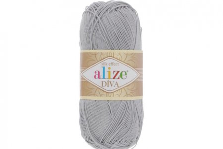 Пряжа Alize Diva светло-серый (168), 100%микрофибра, 350м, 100г