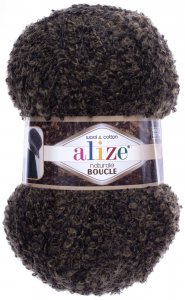 Пряжа Alize Naturale boucle хаки (6055), 49%шерсть/24%хлопок/24%акрил/3%полиэстер, 200м, 100г