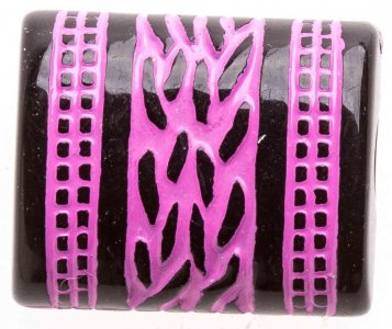 Бусины пластиковые АСТРА цилиндрические, оригинальный орнамент, черно-фиолетовый (007), 12*10мм, 25г