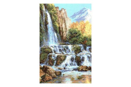 Набор для вышивания крестом Риолис Пейзаж с водопадом, 40*60см