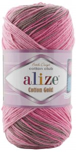 Пряжа Alize Cotton Gold Batik бежевый-розовый (7853), 45%акрил/55%хлопок, 330м, 100г