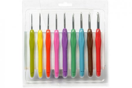 Набор крючков для вязания MAXWELL с эргономичной ручкой, алюминиевые, d2-6мм, 9шт.