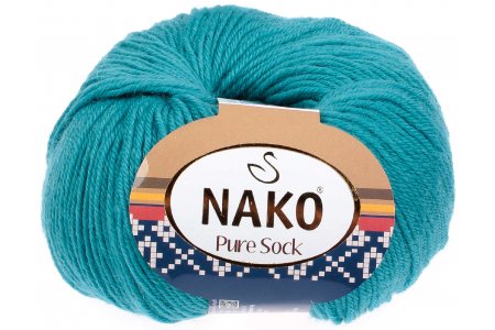 Пряжа Nako Pure wool sock бирюзовый (10608), 70%шерсть/30%полиамид, 200м, 50г
