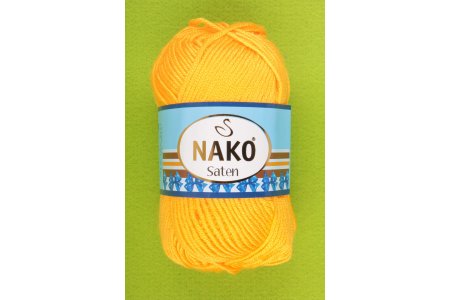 Пряжа Nako Saten желтый (184), 100%микрофибра, 115м, 50г