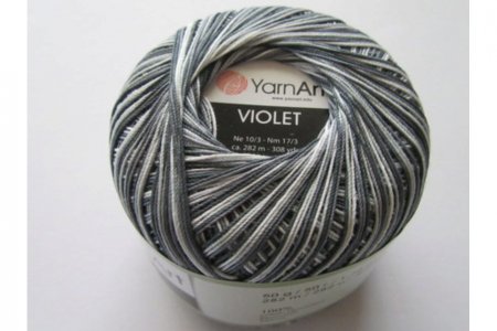 Пряжа YarnArt Violet Melange белый-серый (509), 100%мерсеризованный хлопок, 282м, 50г