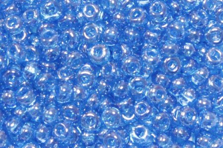 Бисер чешский круглый PRECIOSA 5/0 прозрачный/глянцевый голубой (66150), 50г