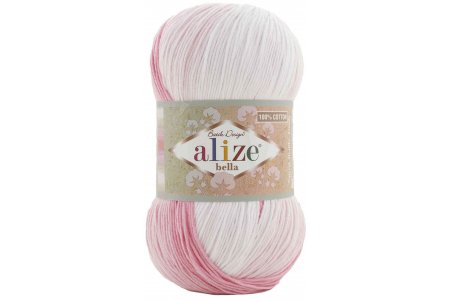Пряжа Alize Bella Batik 100 бело-розовый (2126), 100%хлопок, 360м, 100г