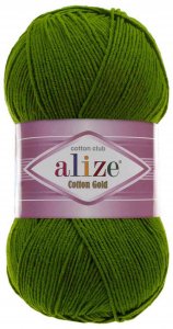 Пряжа Alize Cotton Gold зеленый (35), 55%хлопок/45%акрил, 330м, 100г