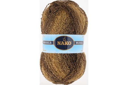 Пряжа Nako Mussels бежево-коричневый (2002), 55%акрил/15%мохер/10%шерсть/20%полиамид, 870м, 350г