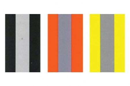 Лента со светоотражающей полосой 100%хлопок Gamma, серый/черный(01), 50мм, 1м