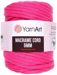 Пряжа YarnArt Macrame cord 5mm яркий малиновый (803), 60%хлопок/40%полиэстер/вискоза, 85м, 500г