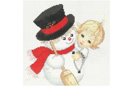 Набор для вышивания крестом Luca-s Ангелочек и снеговик, 18,5*18,5см