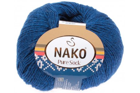 Пряжа Nako Pure wool sock темно-синий (10094), 70%шерсть/30%полиамид, 200м, 50г