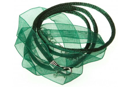Шнур комбинированный ZLATKA с лентой, с замком, темно-зеленый, 45см