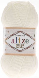 Пряжа Alize Cotton gold hobby молочный (62), 45%акрил /55%хлопок, 165м, 50г