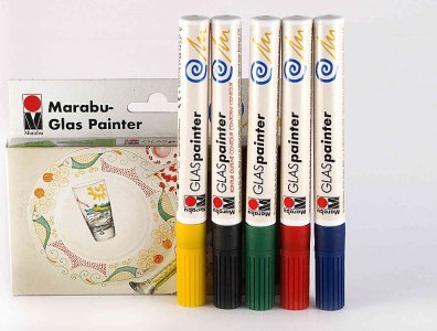 Набор фломастеров по стеклу Marabu Glas Painter, 5 цветов, толщина 1-2мм