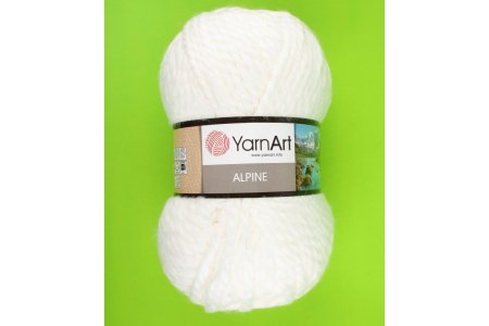 Пряжа Yarnart Alpine белый (330), 55%акрил/45%шерсть, 103м, 150г