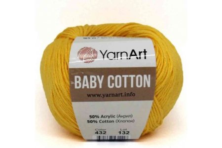 Пряжа YarnArt Baby cotton желток (432), 50%хлопок/50%акрил, 165м, 50г